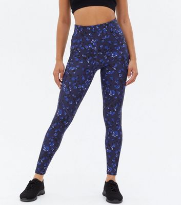 Navy Leopard Print Sports Leggings 