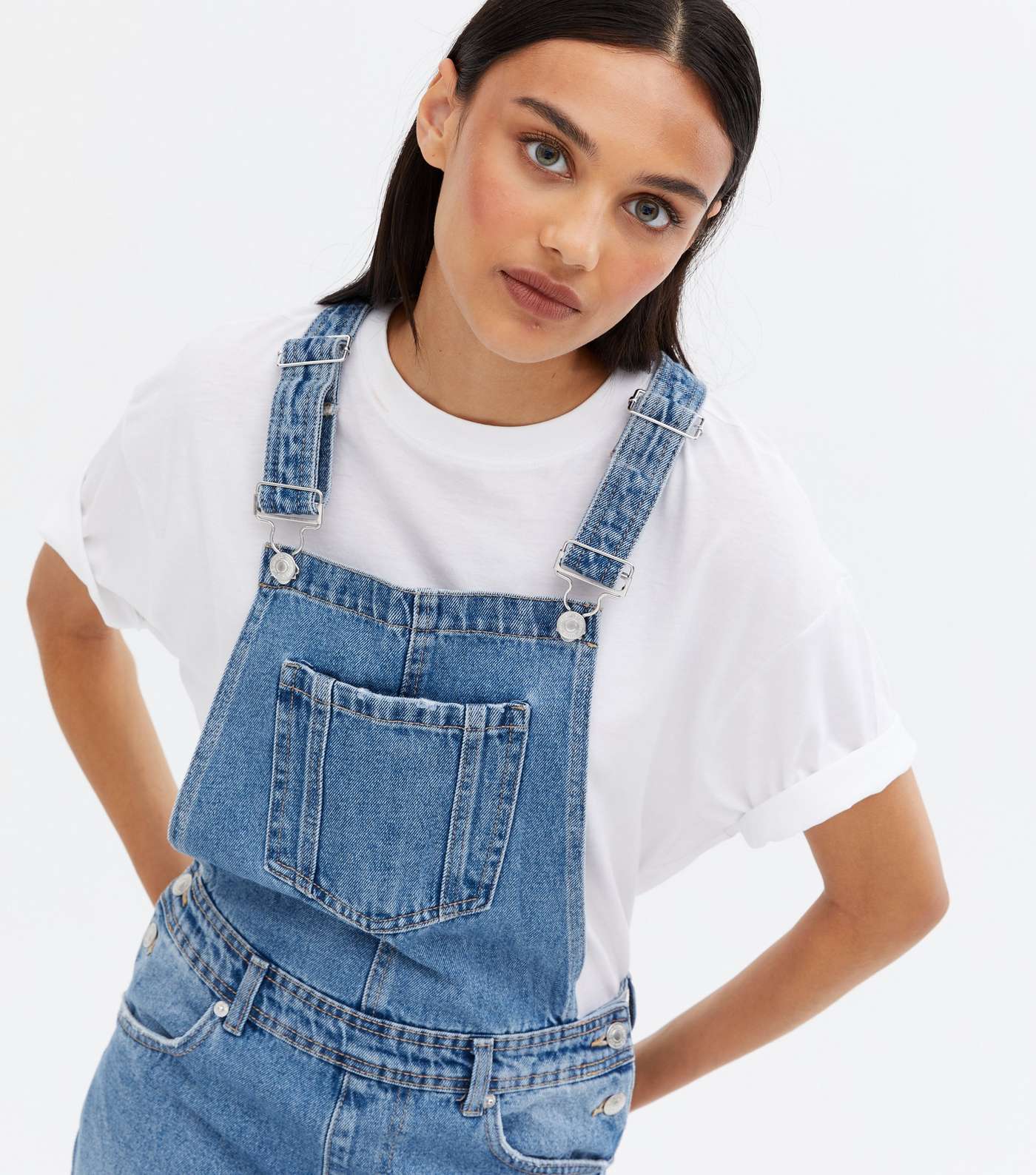 Blue Denim Relaxed Fit Dungarees Image 3