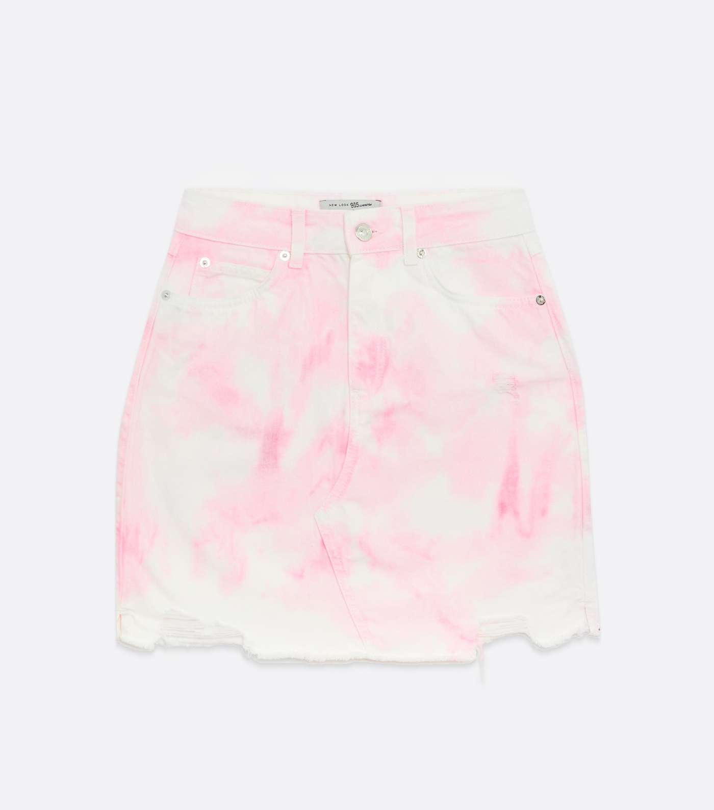 Girls Pink Denim Tie Dye Ripped Mom Skirt Image 5