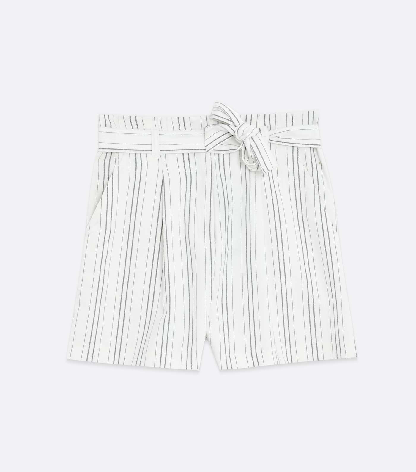 Tall White Stripe Linen Look Belted Shorts Image 5