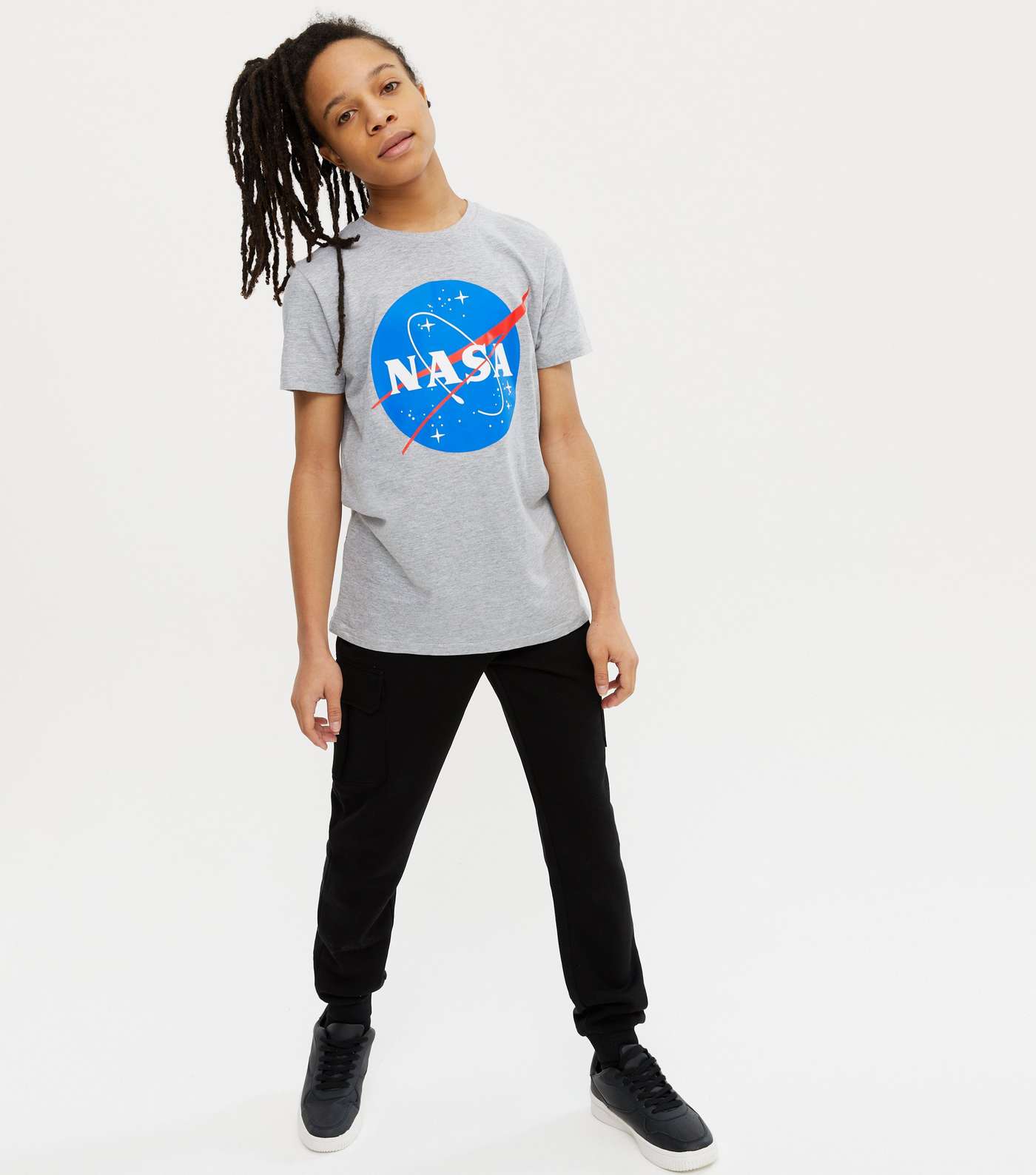 Boys Grey Marl NASA Logo T-Shirt Image 2