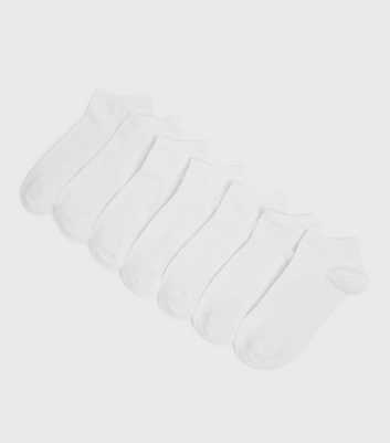 Boys 7 Pack White Invisible Trainer Socks