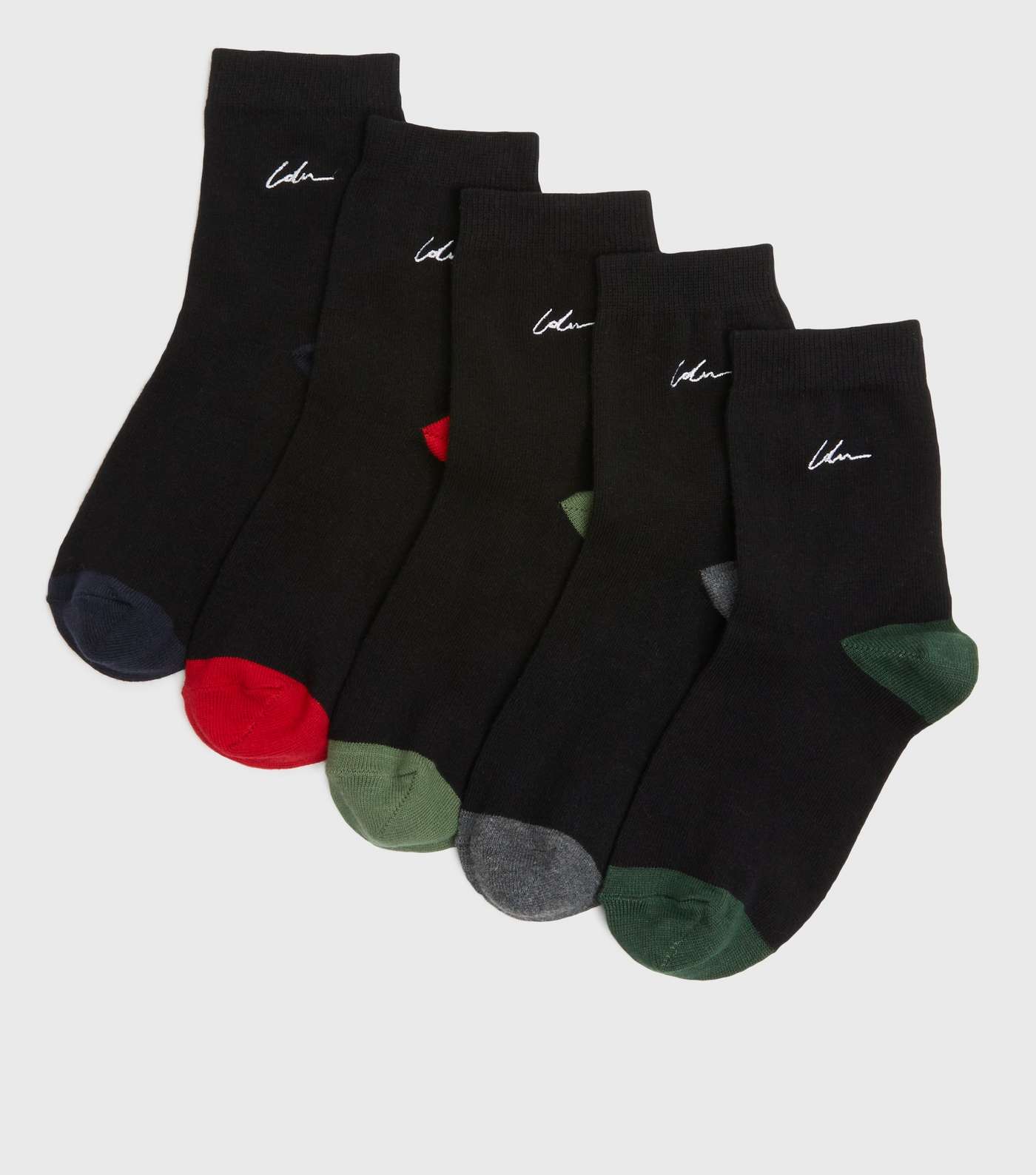 Boys 5 Pack Black LDN Embroidered Socks