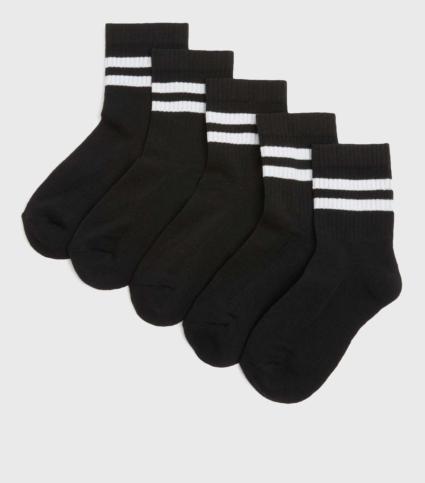Boys Black Sports Stripe Ribbed Socks