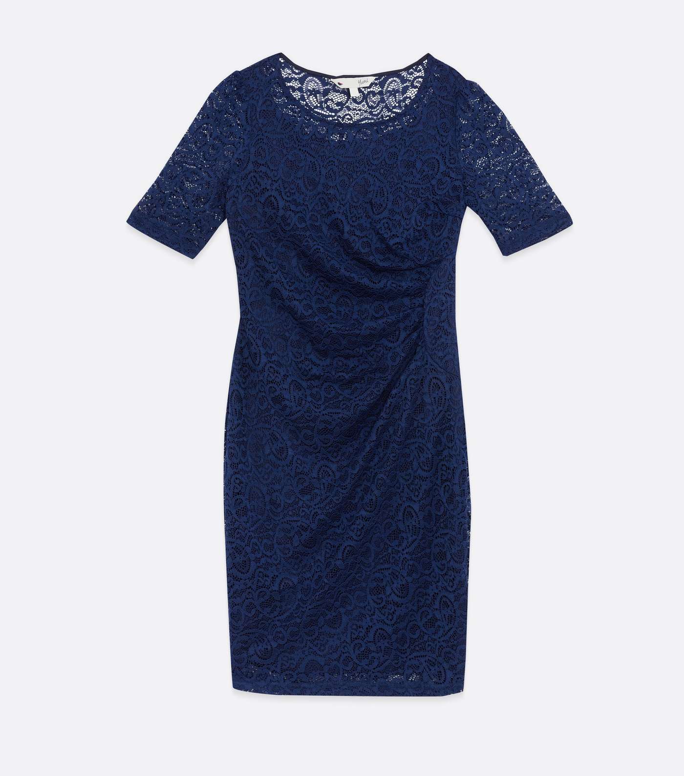 Yumi Blue Lace Ruched Side Dress Image 5