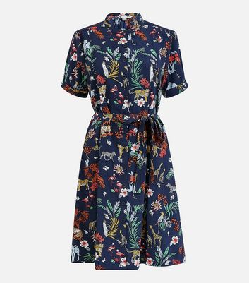 yumi animal print shirt dress