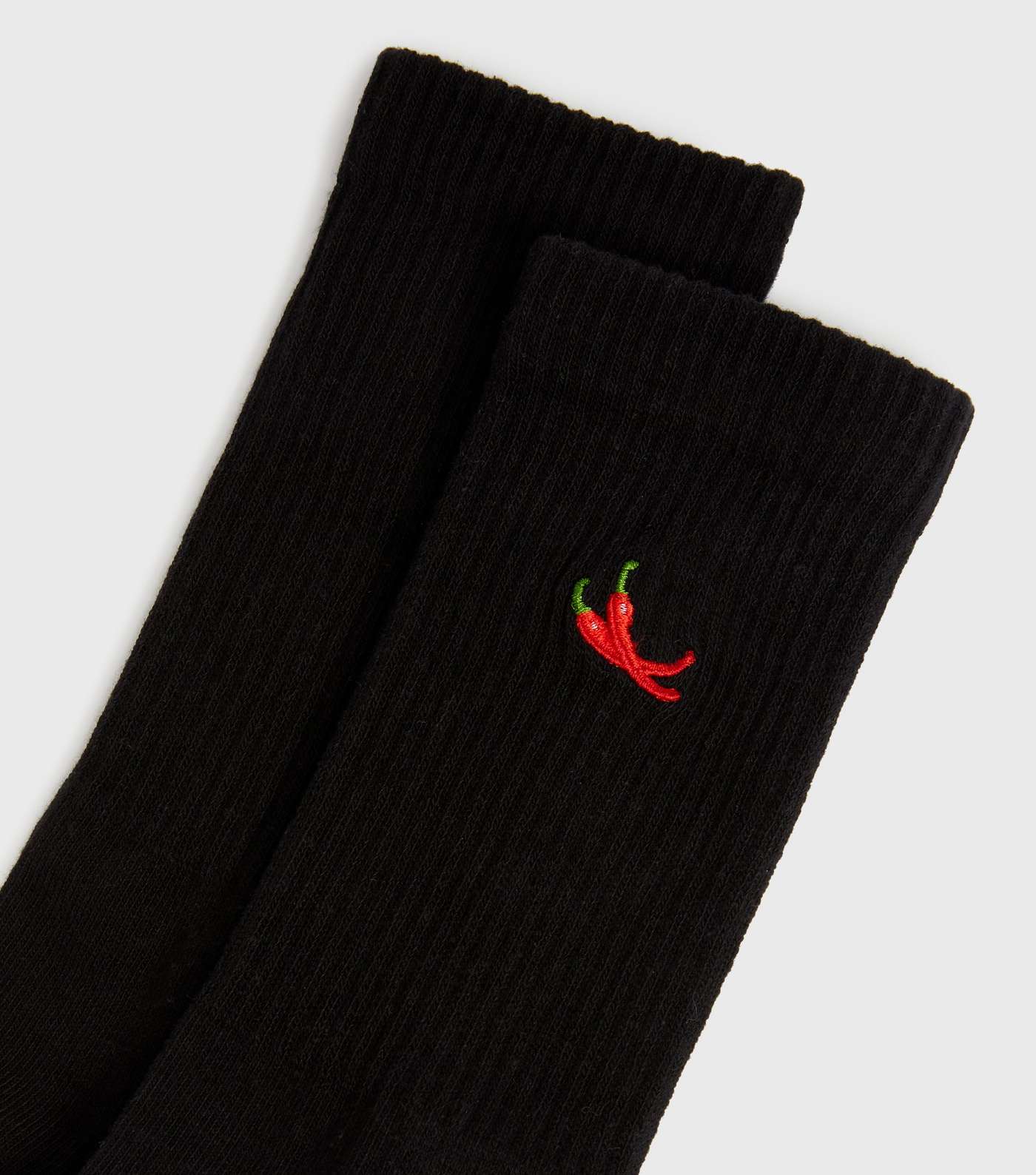 Black Chilli Embroidered Ribbed Socks Image 2