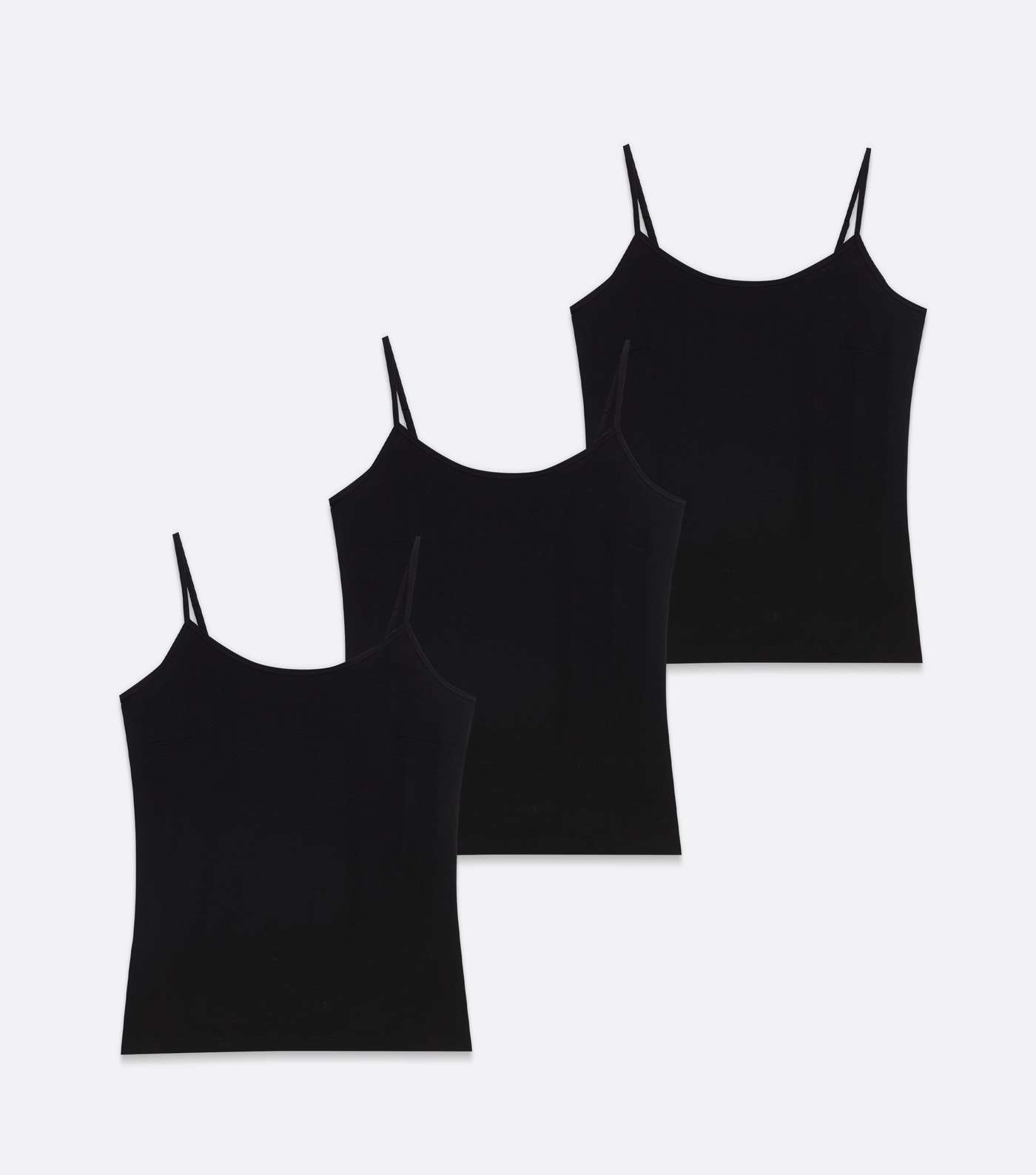 Curves 3 Pack Black Strappy Camis Image 5