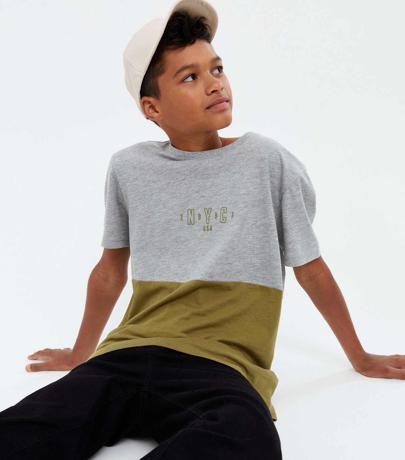 Boys Khaki NYC Embroidered T-Shirt
