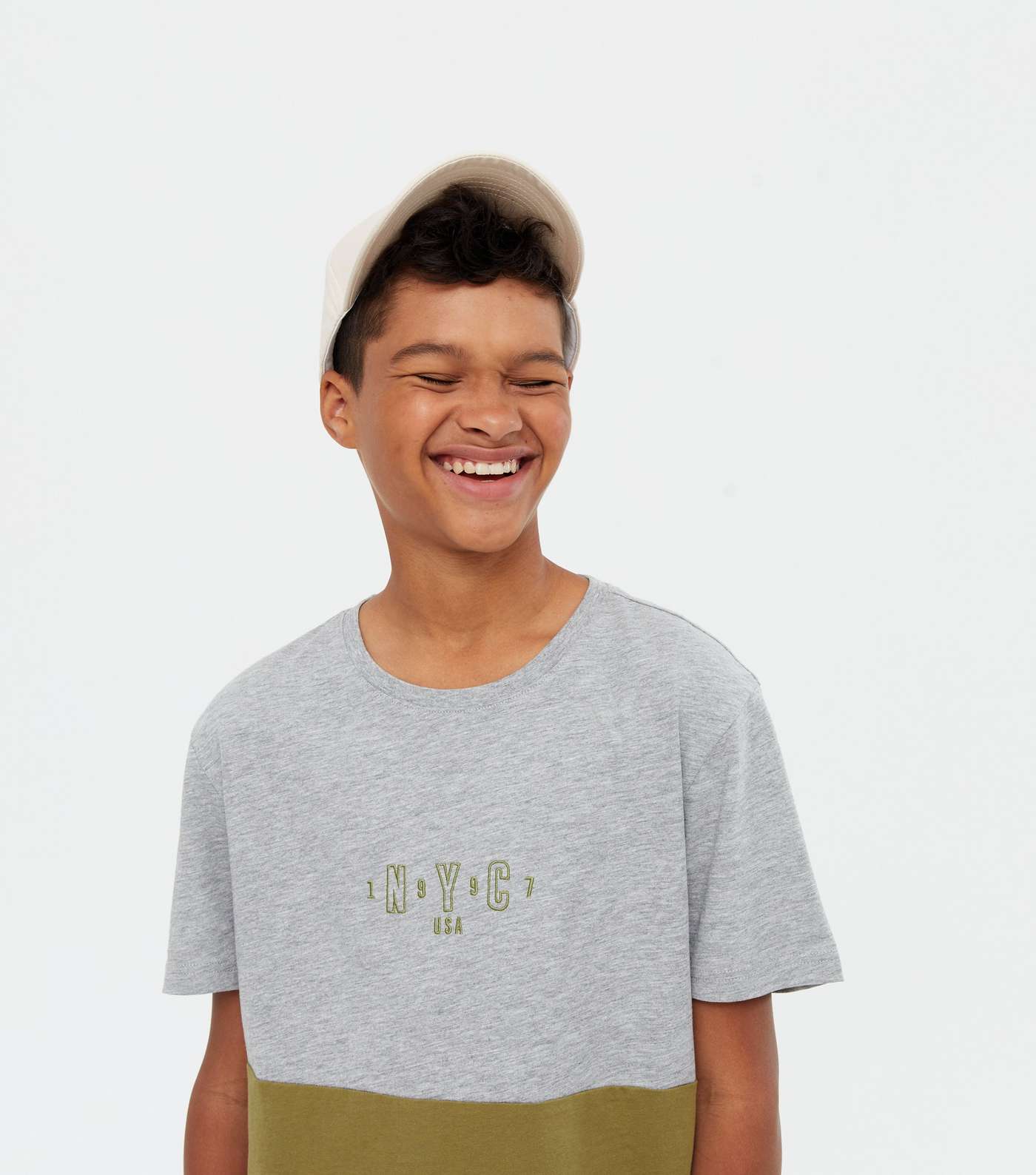 Boys Khaki NYC Embroidered T-Shirt Image 3