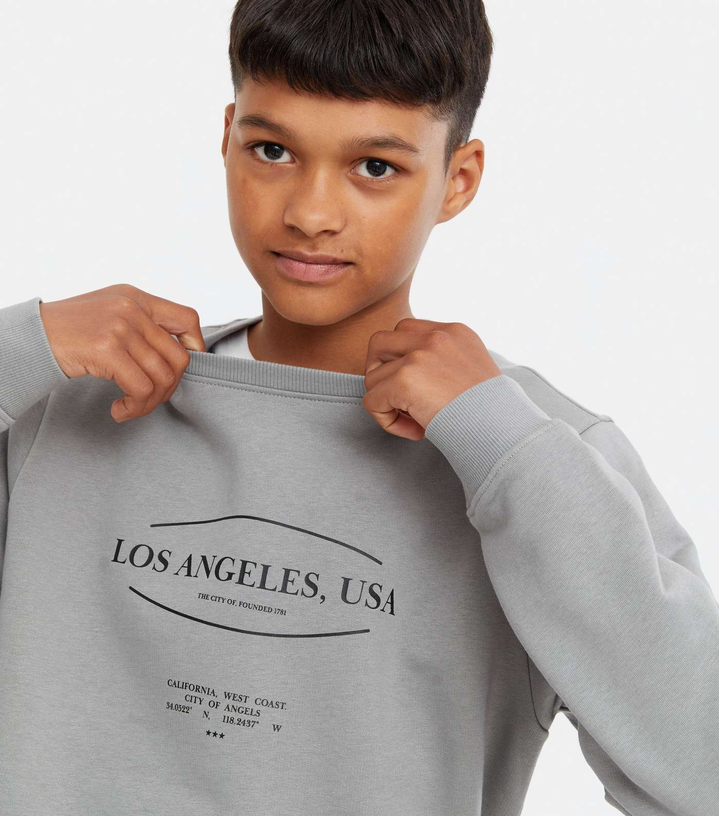 Boys Pale Grey Los Angeles Logo Sweatshirt Image 3