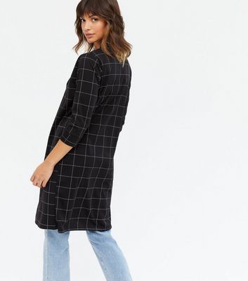 Missfiga Black Check Long Jacket | New Look