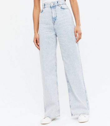Click to view product details and reviews for Pale Blue Bleach Wash High Waist Adalae Wide Leg Jeans New Look.