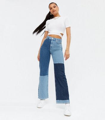 blue patch work jeans