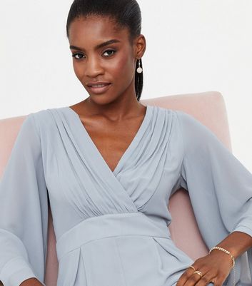 TFNC Pale Grey Flared Sleeve Wide Leg 
