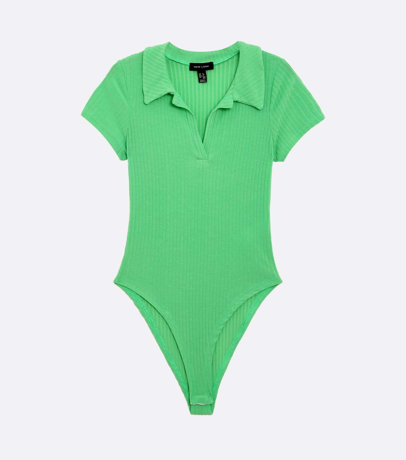Green Ribbed Collared Bodysuit Image 5