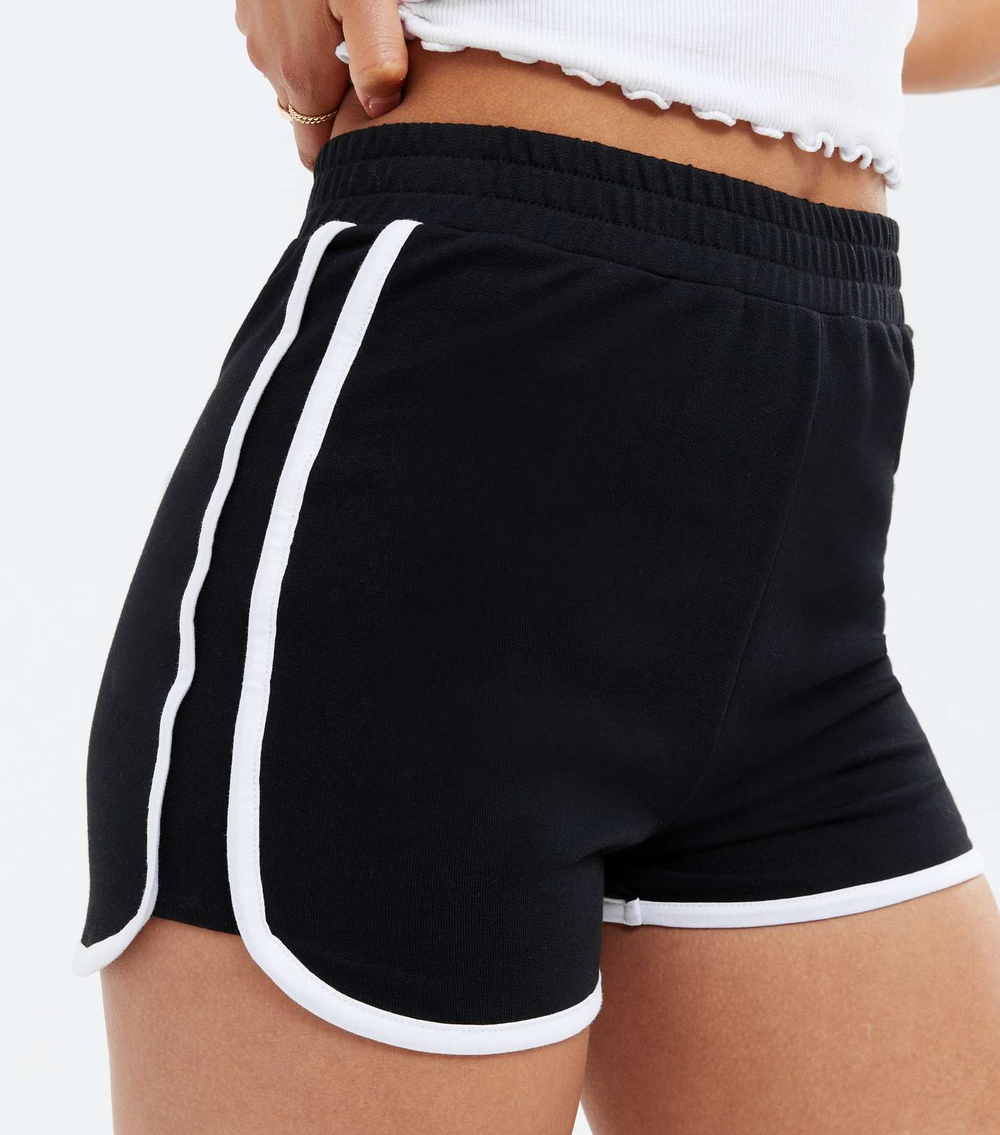 Black Piped Runner Shorts  Image 3