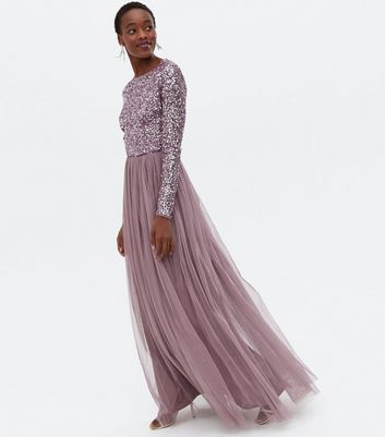 long sleeve sequin maxi dress uk