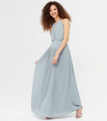 Grey pleated maxi outlet dress