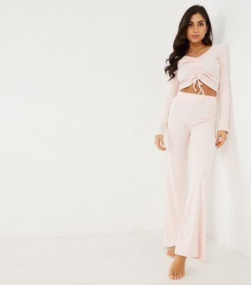 pink ruched crop top