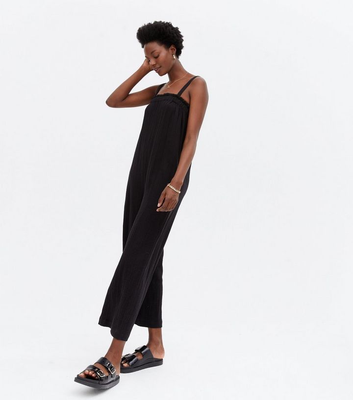 Black Square Neck Oversized Wide Leg Jumpsuit New Look Black Square Neck Oversized Wide Leg Jumpsuit New Look