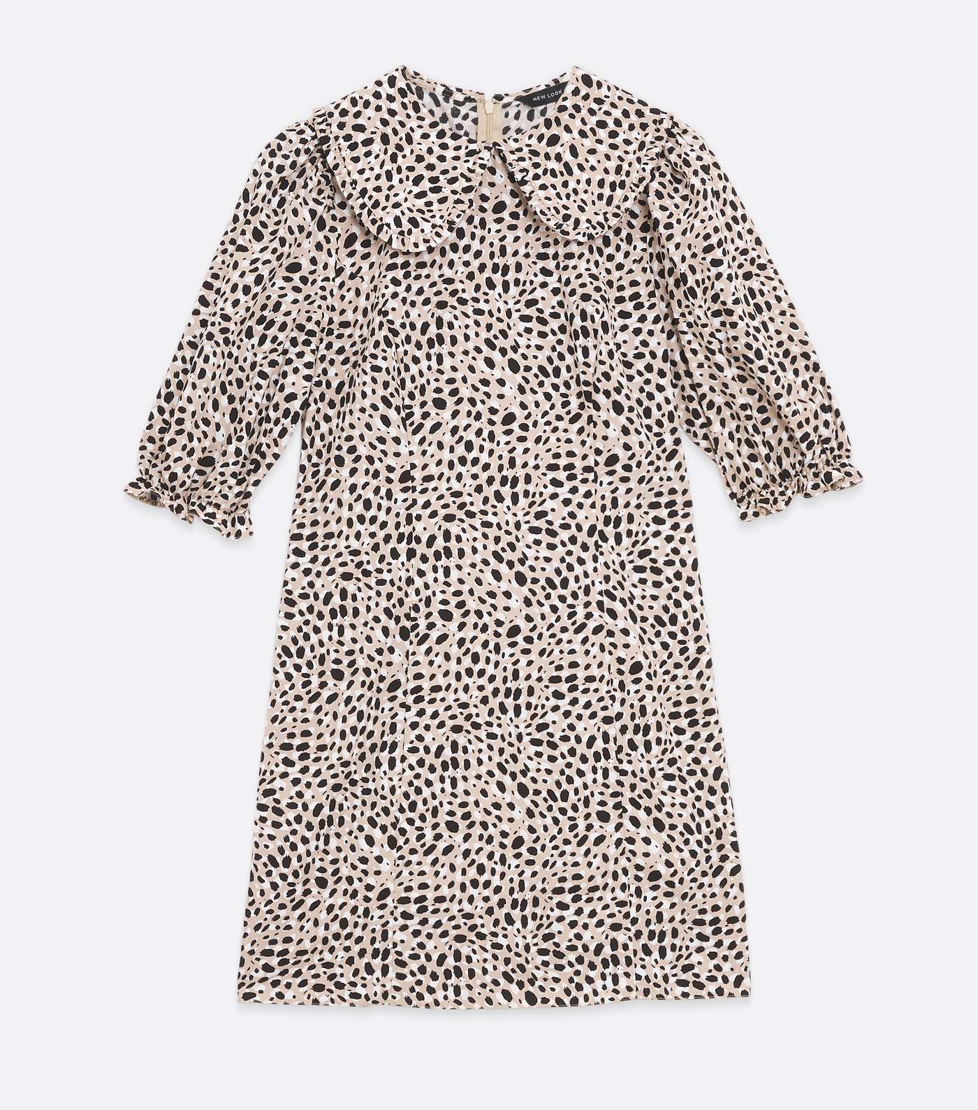 Brown Leopard Print Frill Collar Mini Dress Image 5