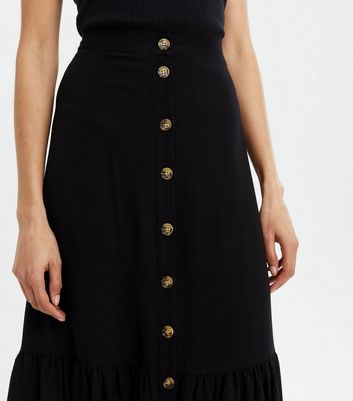 Black button midi skirt Clearance