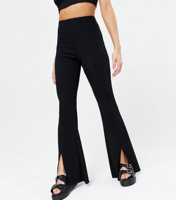 black flare leg trousers