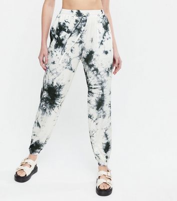 White Tie Dye Joggers New Look