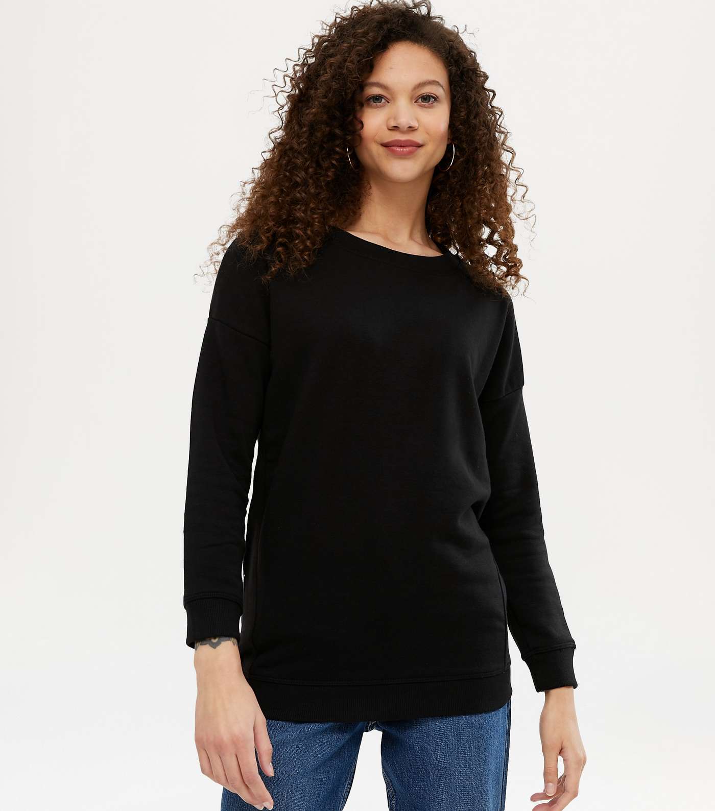 Petite Black Long Sweatshirt
