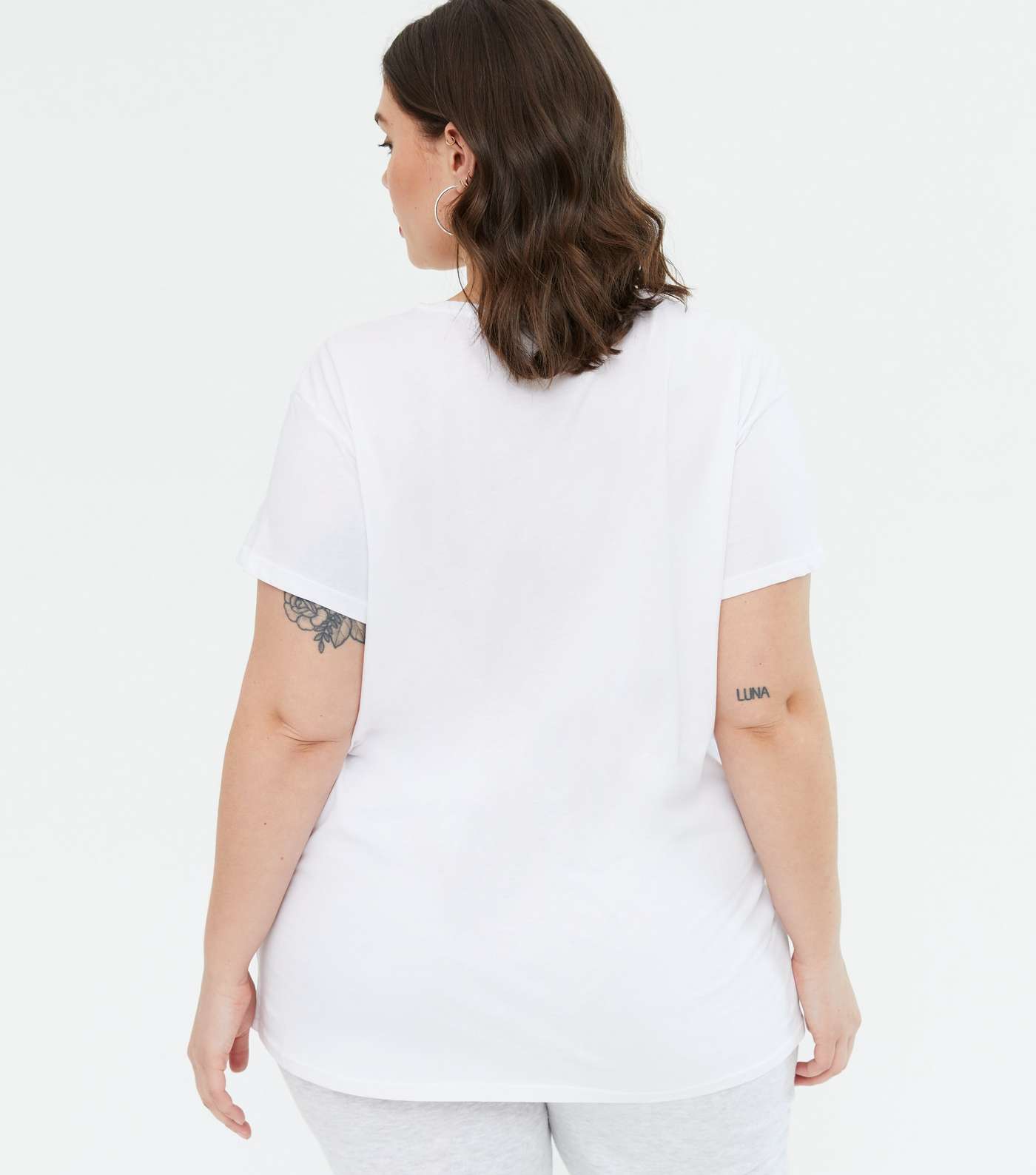 Curves White Self Care & Sleep Logo T-Shirt Image 4