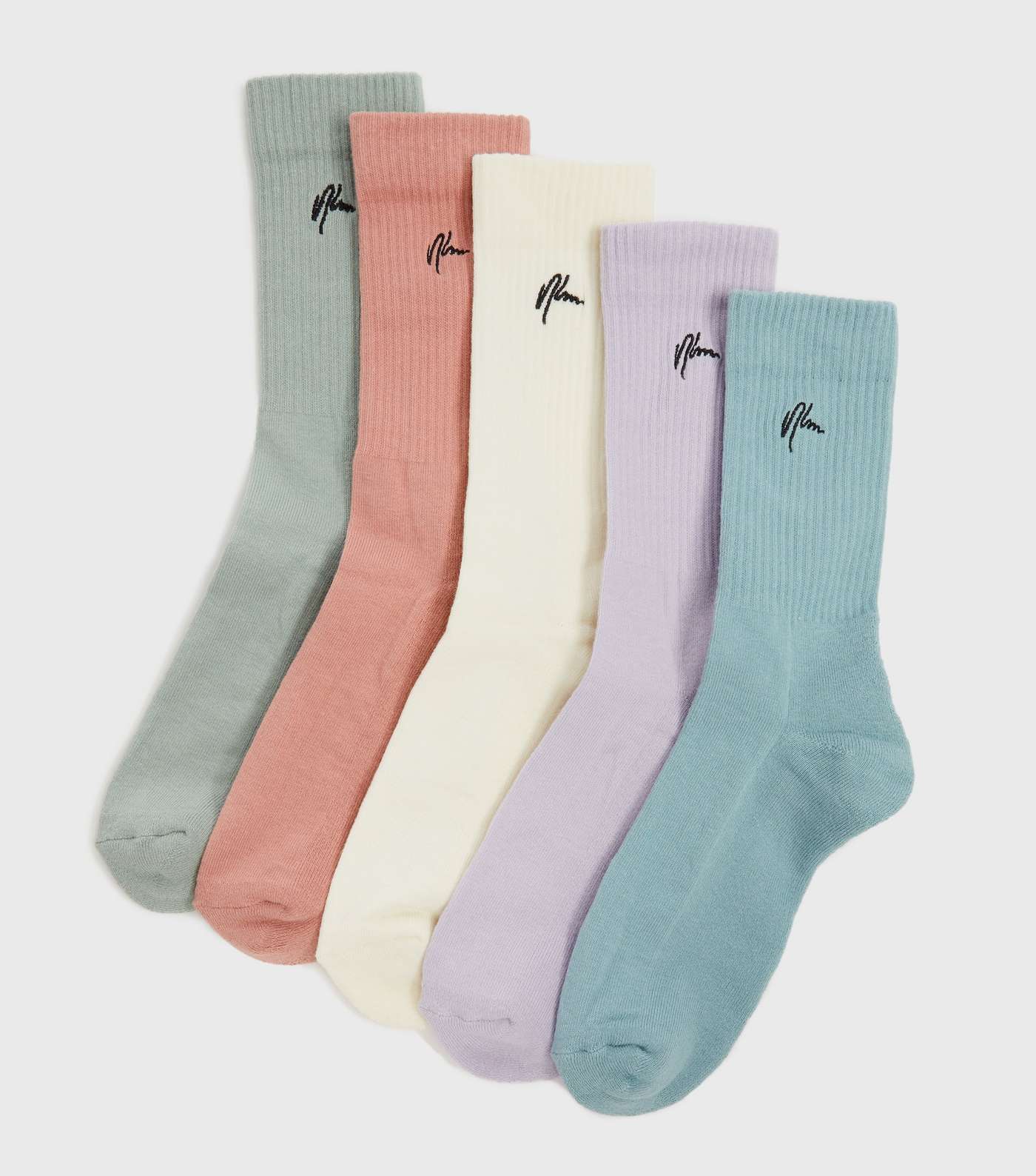 5 Pack Multicoloured NLM Embroidered Socks