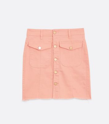 Pink denim outlet skirt new look