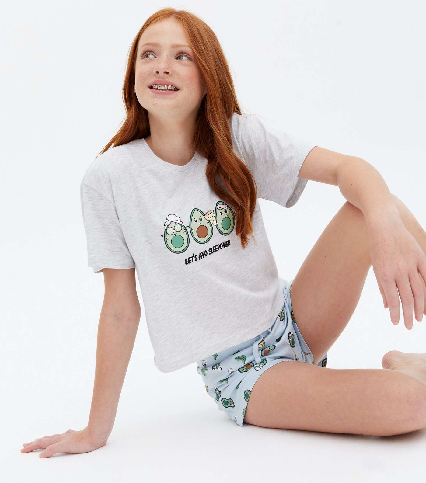 Girls Mint Green Avocado Logo Short Pyjama Set
