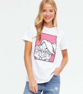 White Bugs Bunny Looney Tunes Logo T-Shirt | New Look