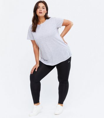 PLAY CURVY Black Logo Sports Leggings 