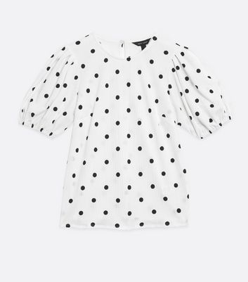 White Spot Textured Puff Sleeve T-Shirt | New Look White Spot Textured Puff Sleeve T-Shirt | New Look