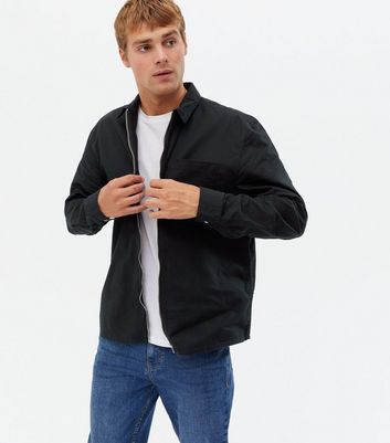 Black Long Sleeve Zip Overshirt | New Look