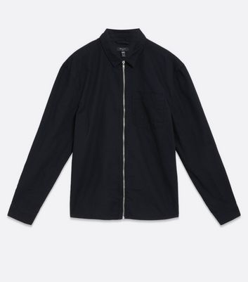 Black Long Sleeve Zip Overshirt | New Look