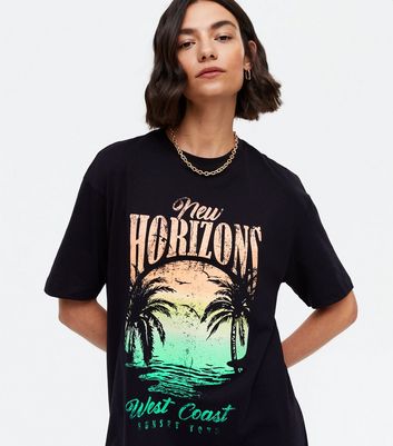 Black Acid Wash Horizons Logo Oversized 