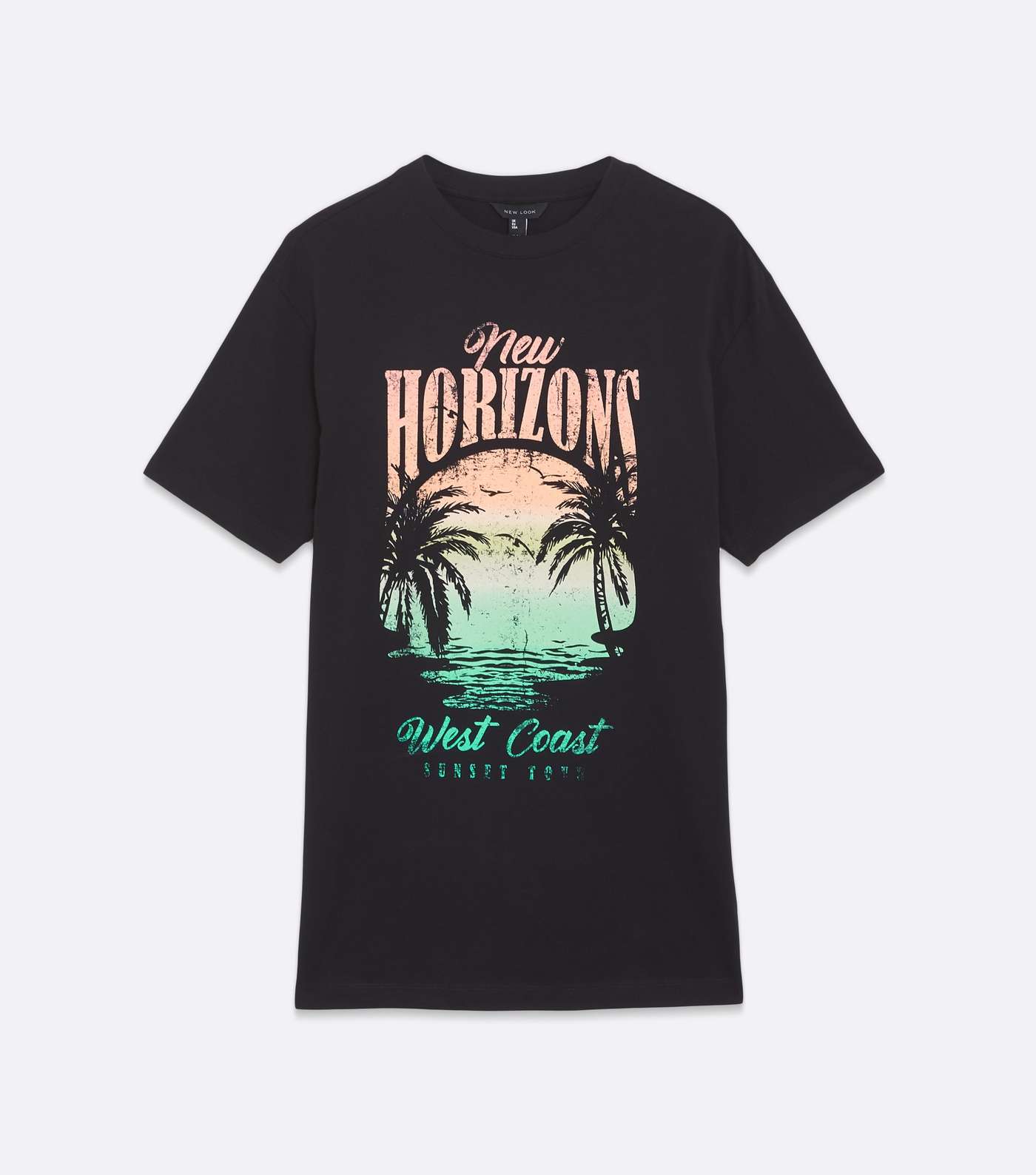 Black Acid Wash Horizons Logo Oversized T-Shirt Image 5