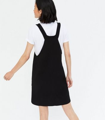 Black Crepe Ring Strap Pinafore Dress | New Look