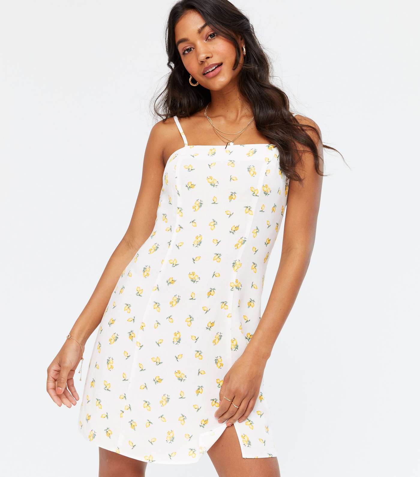 White Lemon Strappy Mini Slip Dress