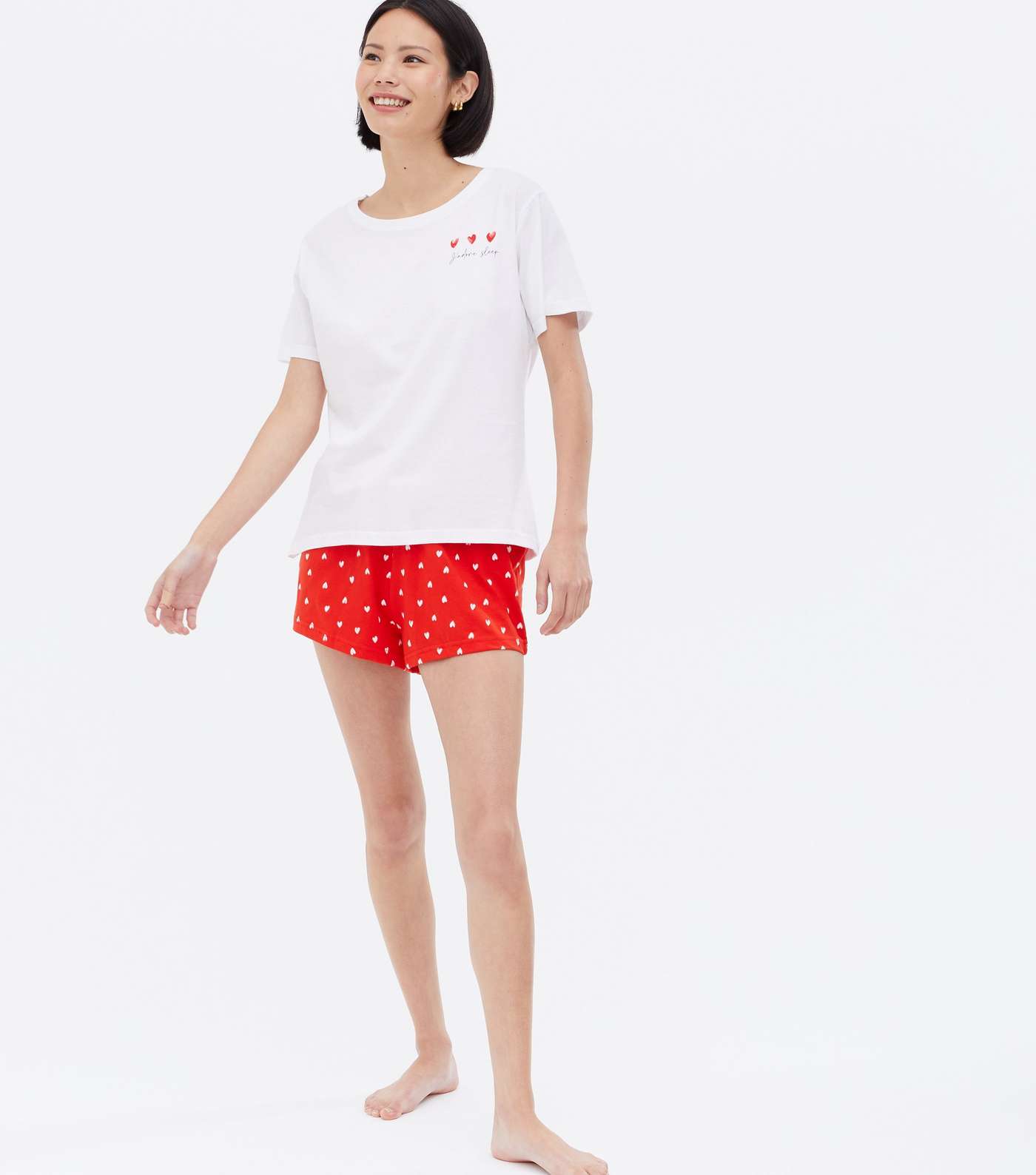 White Heart Short Pyjama Set Image 2