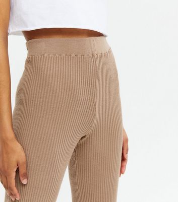 NA-KD Stone Rib Knit Trousers | New Look