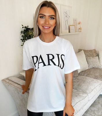 White Los Angeles Slogan Oversized T-Shirt – AX Paris