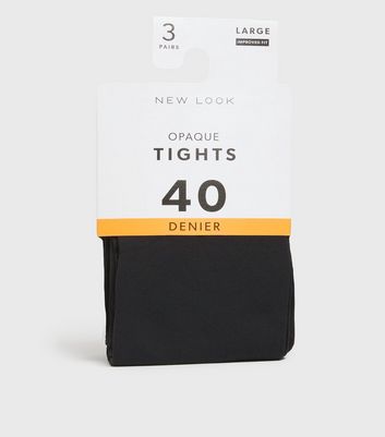 3 Pack Black 40 Denier Opaque Tights 