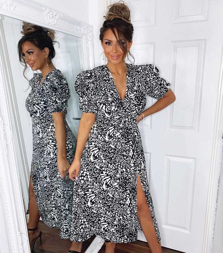 Puff Sleeve Ax Paris Sizes AX Paris Black Animal Print Puff Sleeve