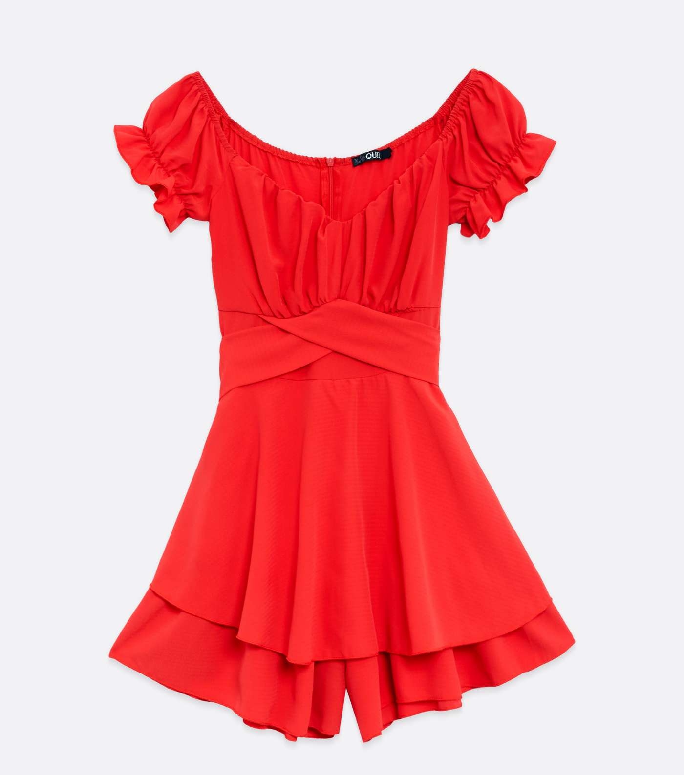 QUIZ Red Tie Back Bustier Playsuit Image 5