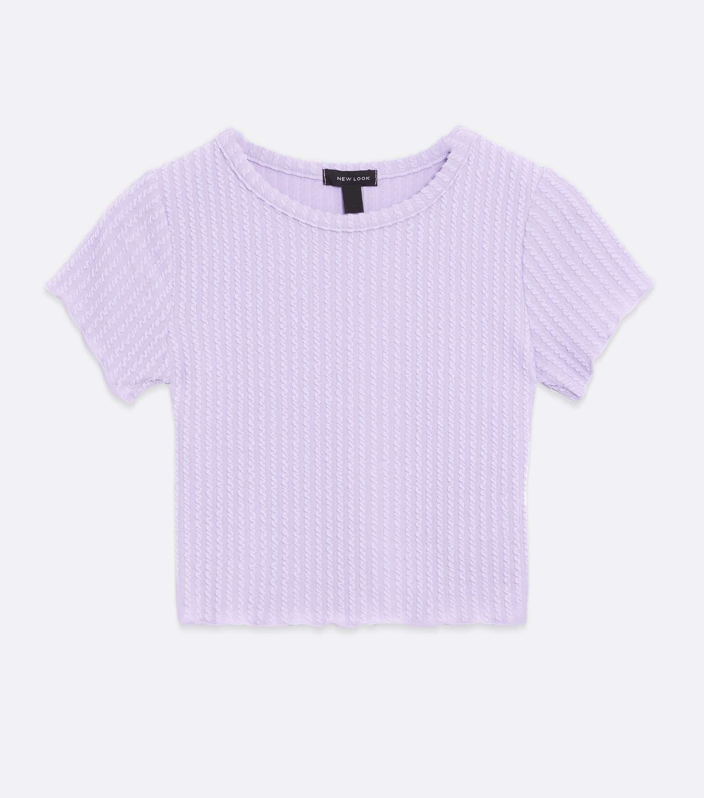 Lilac Textured Ribbed Crop T-Shirt  Image 5